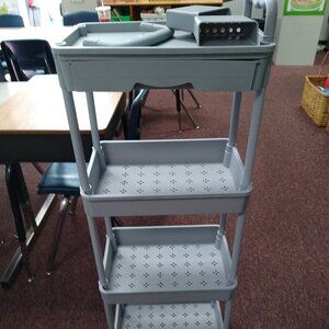 4 Tier Rolling Cart w/ 2 lockable wheels and  Removable Hidden Drawer